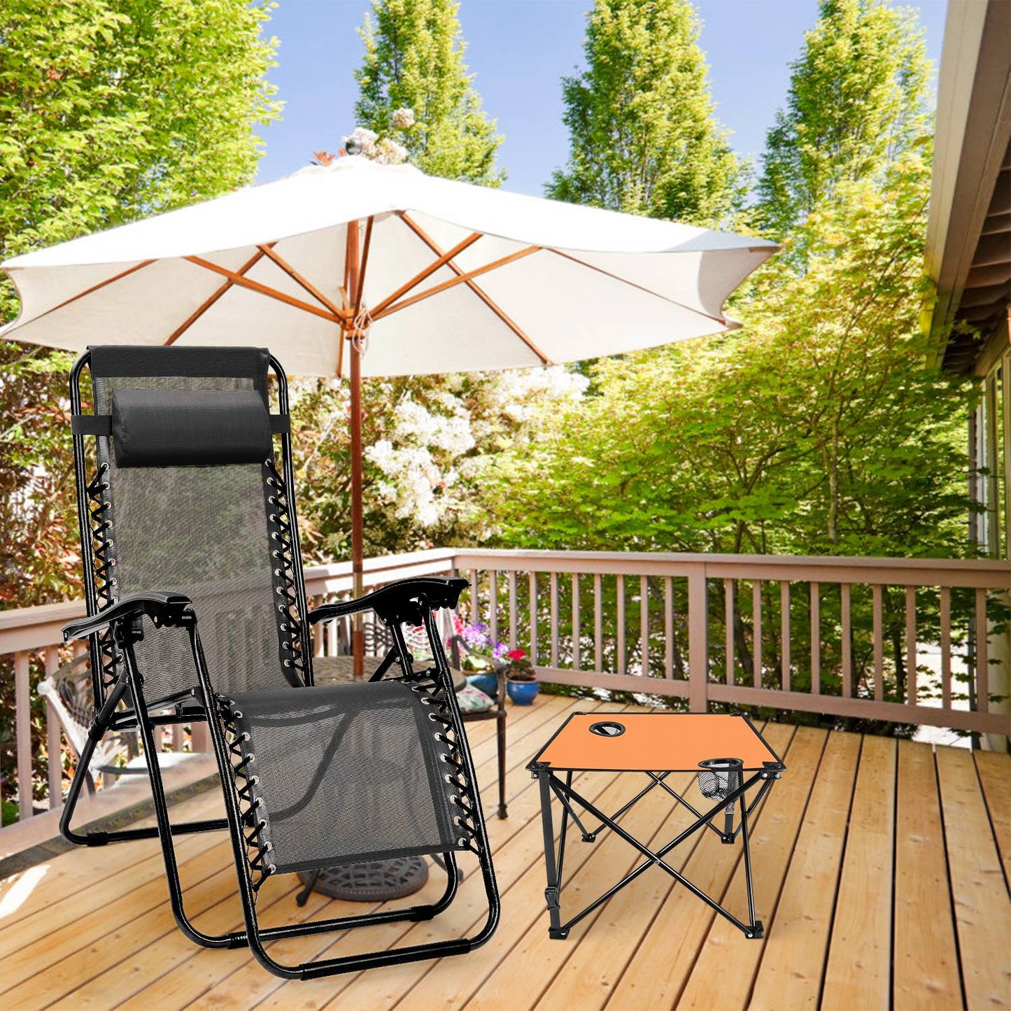 Portable Folding Camping Table with Cup Holders - Multiple Colors & Sets
