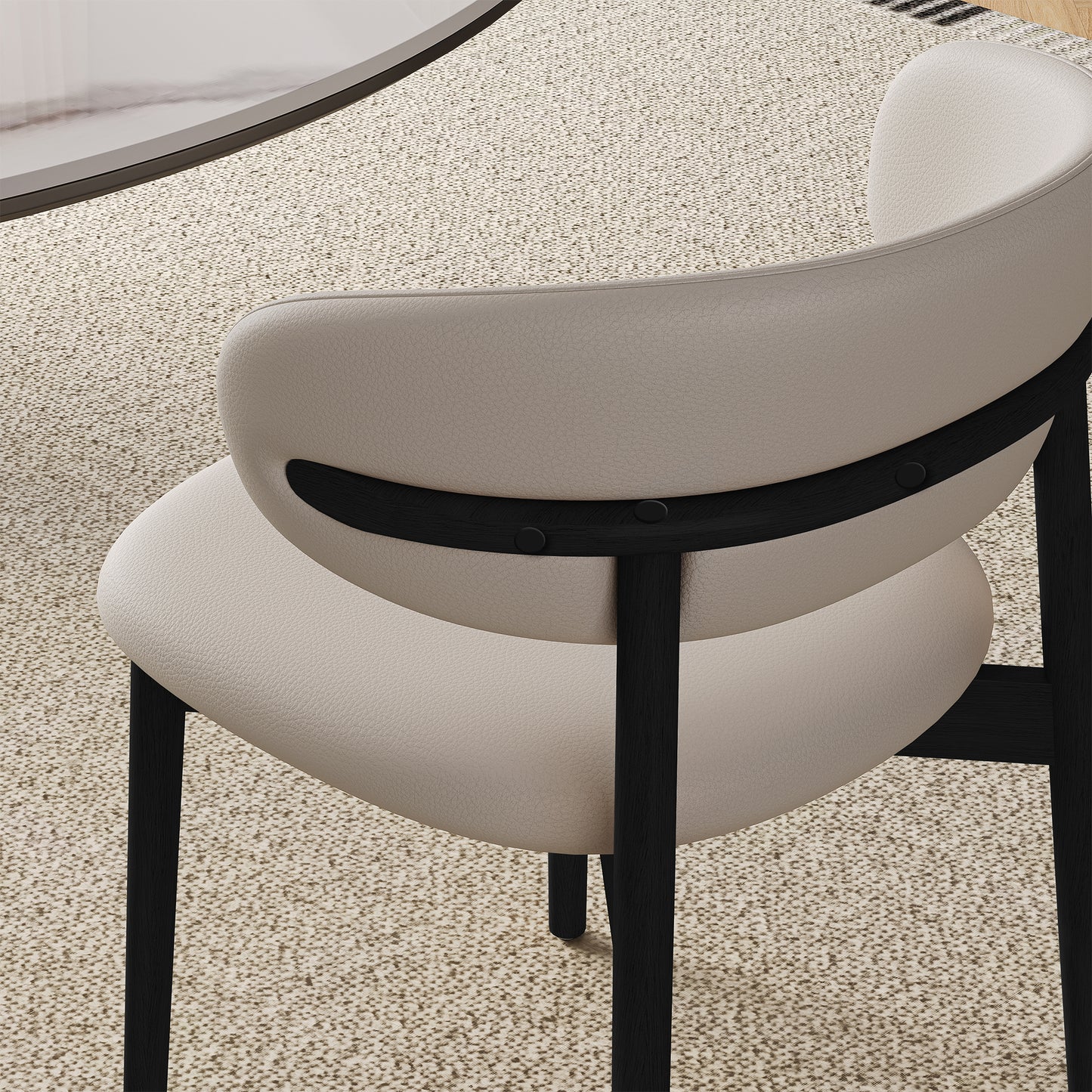 Mid-Century Modern Dining Chairs - Set of 2, Black Wood