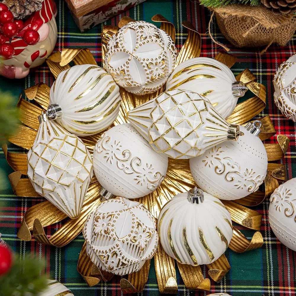 16-Piece Shatterproof Christmas Ball Ornaments Set - Hand-Painted Holiday Decor