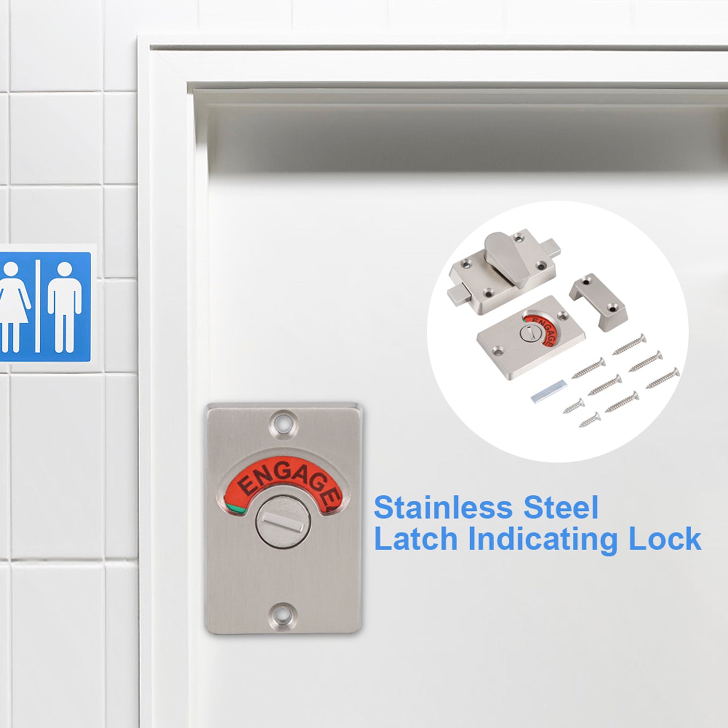 Indicator Privacy Bolt Door Lock Vacant Engaged Screws Bathroom Toilet