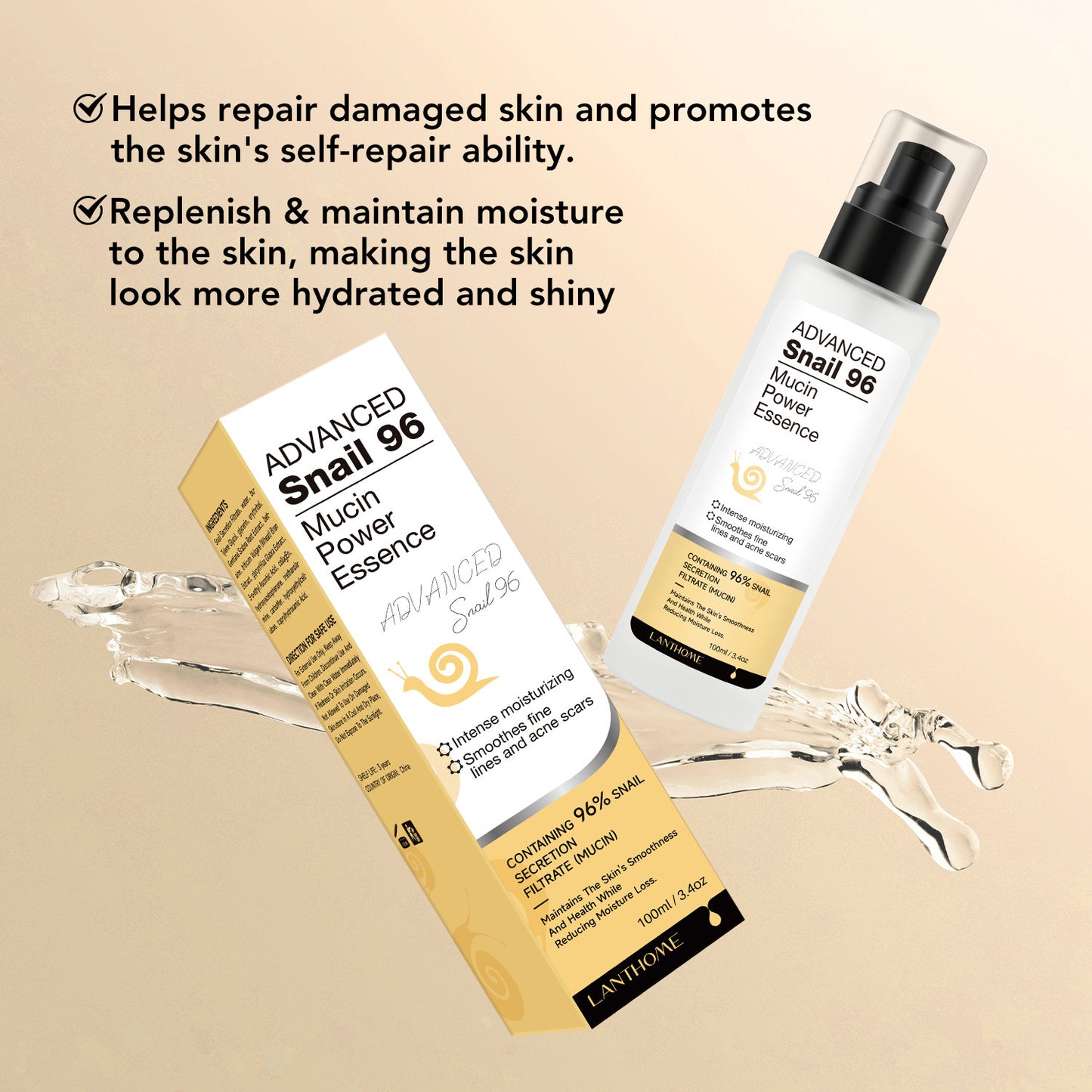 Snail Serum Moisturizer for Face - 100ml Hydrating Facial Care