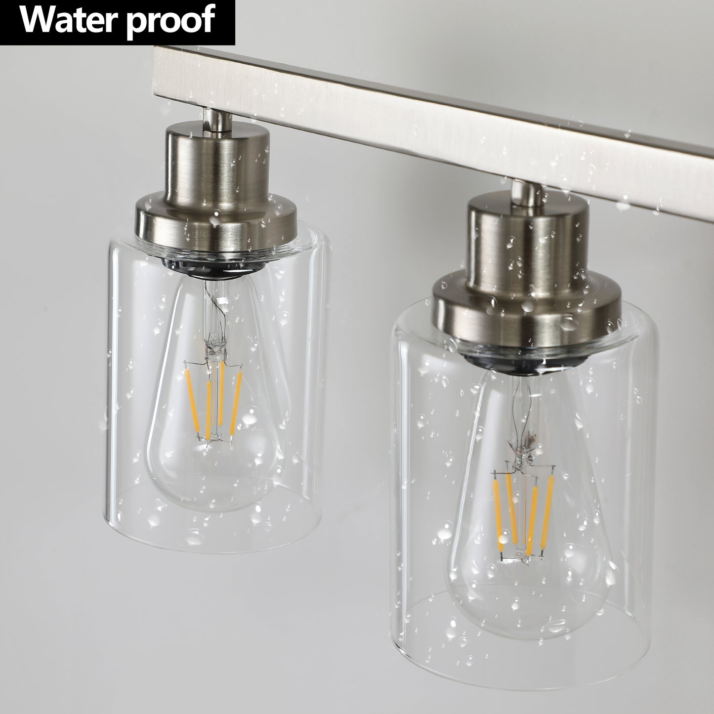 Modern 4-Light Bathroom Vanity Light Fixture - Brushed Nickel with Glass Shades