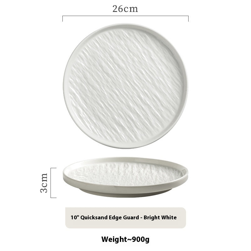 Ceramic Flat Plate Set for Western Cuisine Breakfast Dinnerware - 8 & 10 Inch