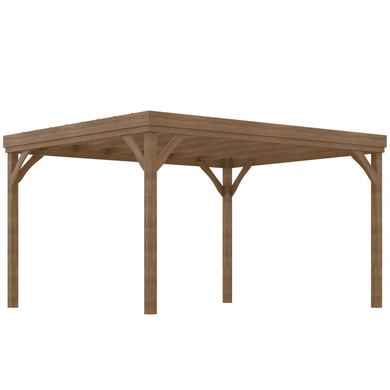Outdoor Wooden Pergola 10x12 ft Grape Vine Gazebo with Concrete Anchors - Brown