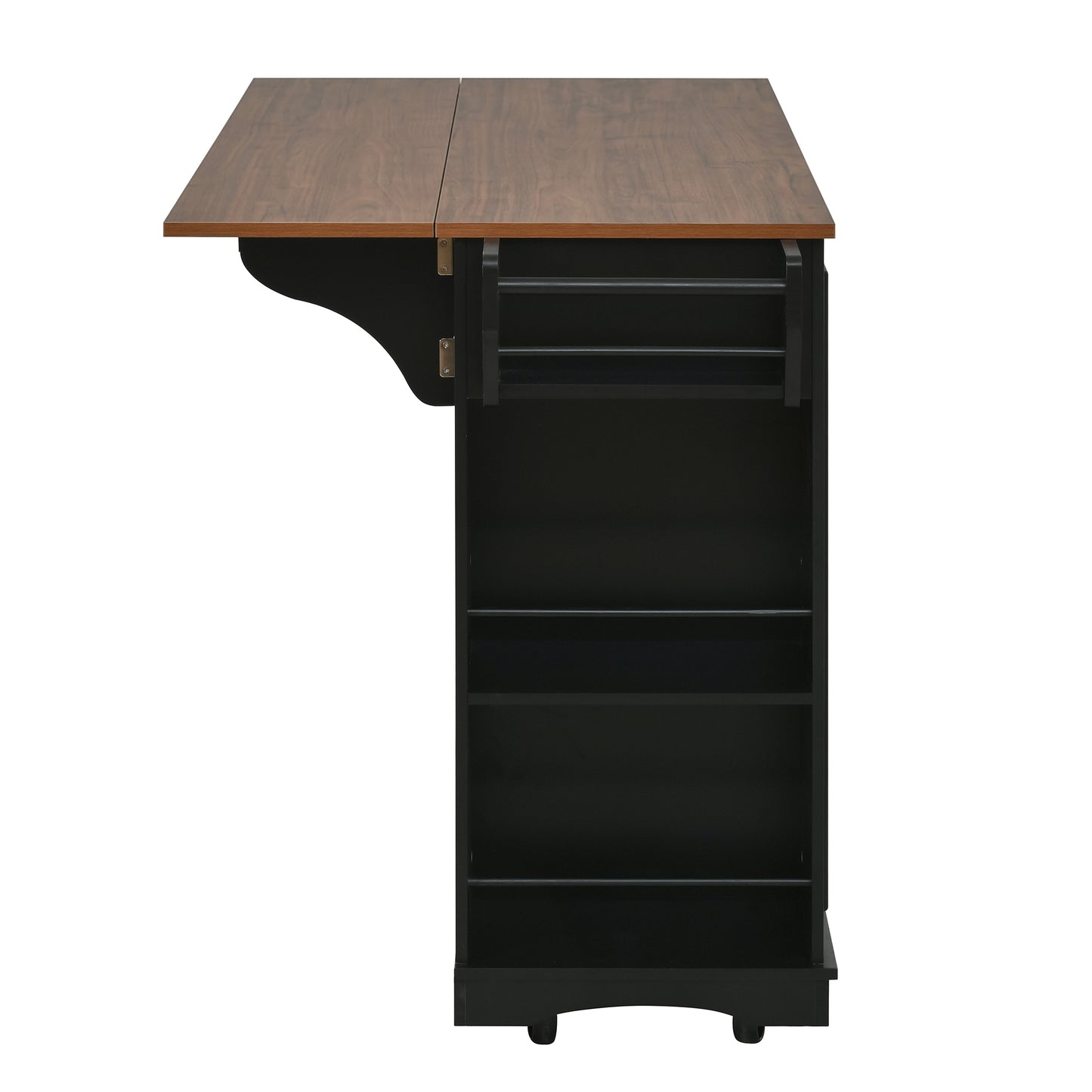 54" Mobile Kitchen Island with Glass Door Storage & Power Outlet
