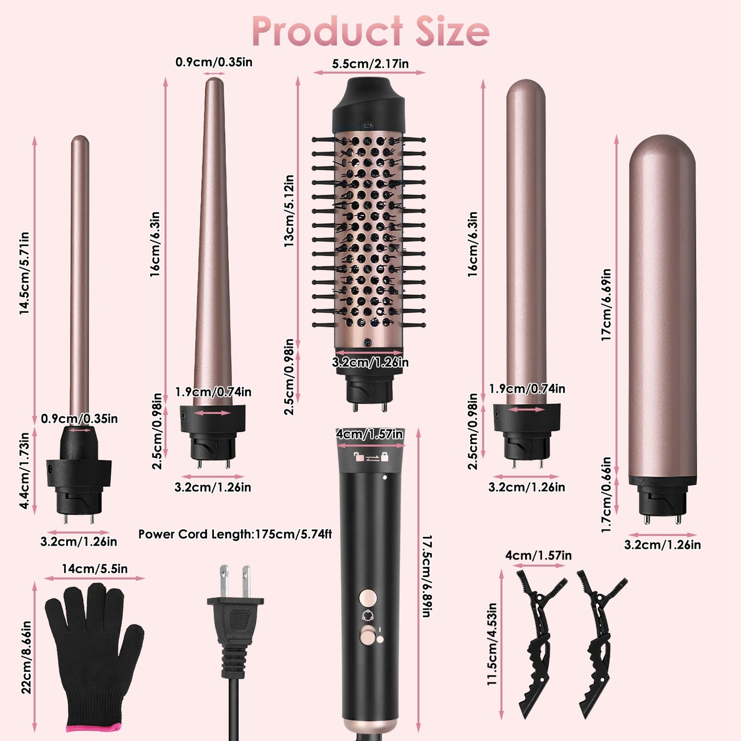 5-in-1 Curling Iron Wand Set with Interchangeable Barrels & Heat Control