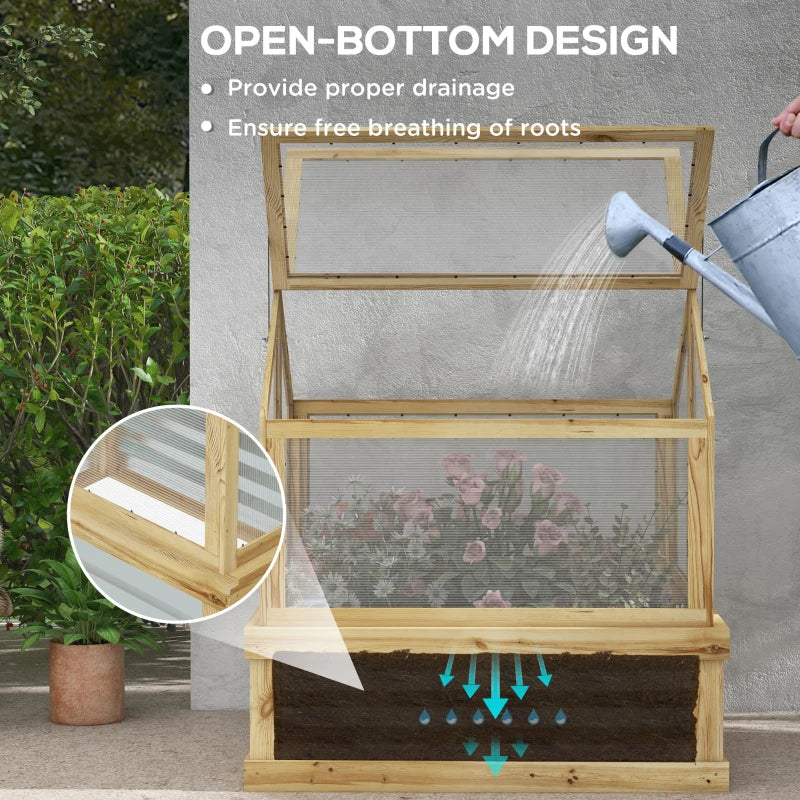 Raised Garden Bed Kit with Greenhouse and Cold Frame - Wooden Planter