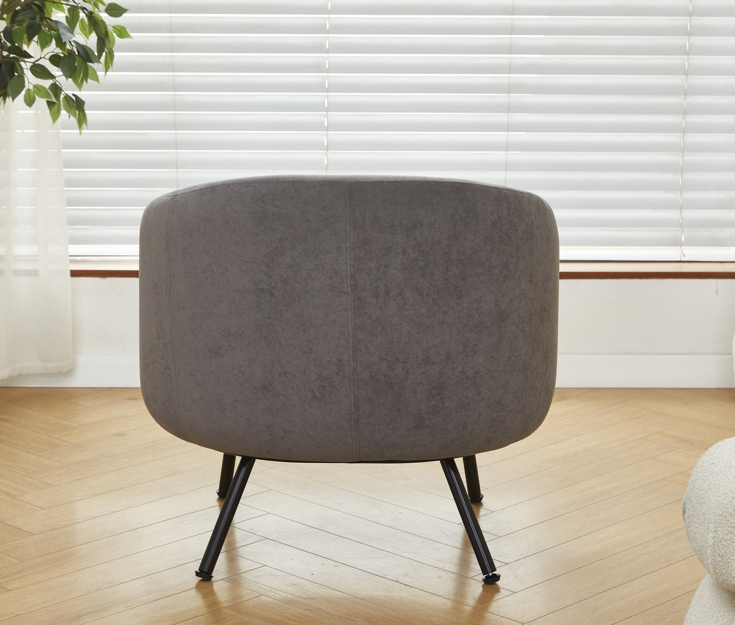 Mid-Century Modern Velvet Accent Chair, Upholstered Barrel Armchair