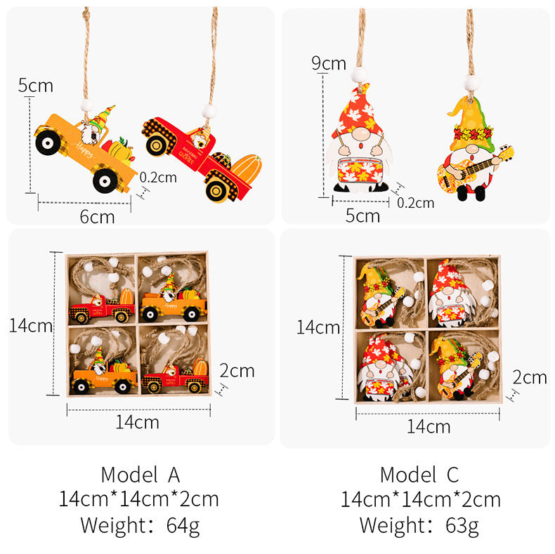 12-Pack Harvest Season Wooden Pendant Decorations - Festive Home & Party Decor