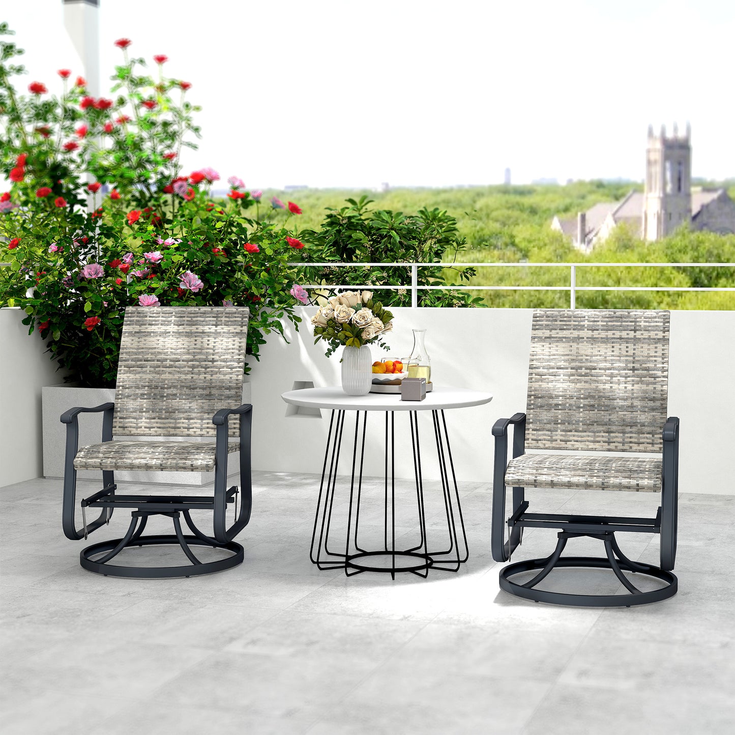 Outdoor Rattan Swivel Glider Chair Set of 2 - Yellow