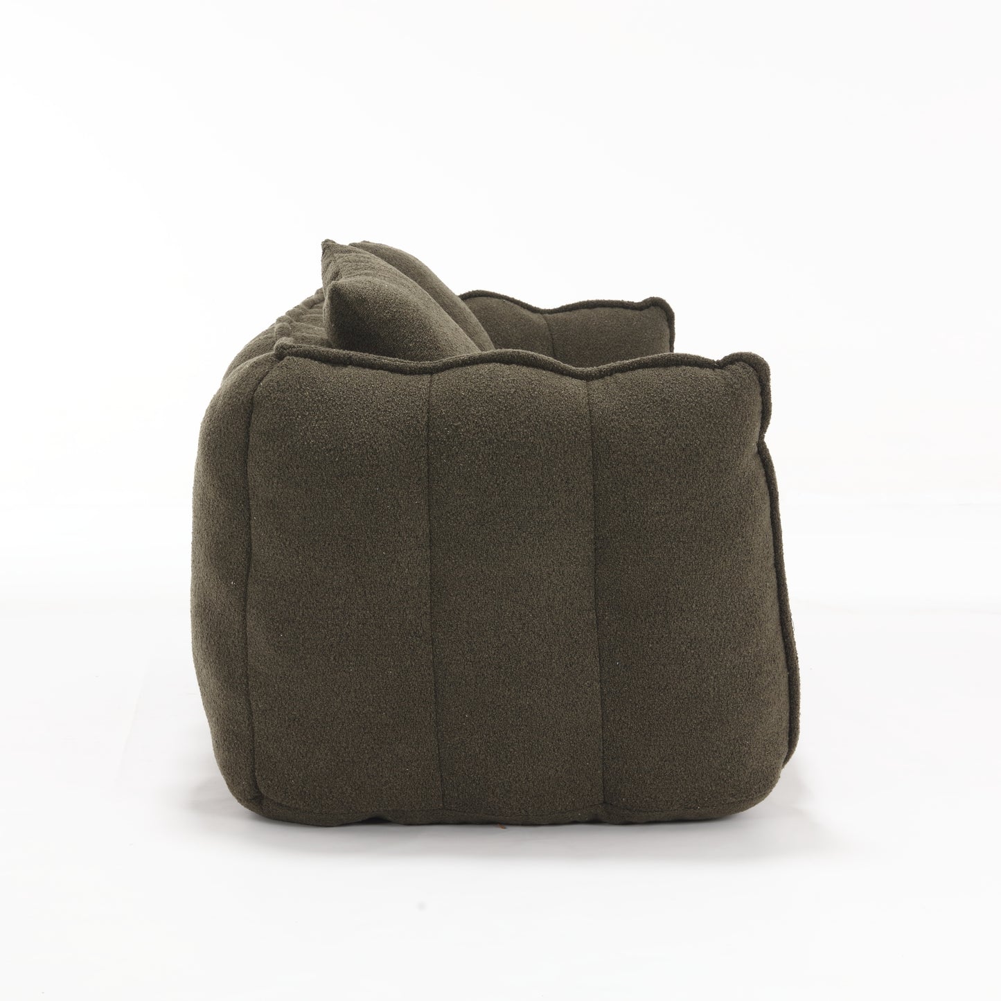 Olive Green Soft Beanbag Chair for Two - Chenille Foam Recliner