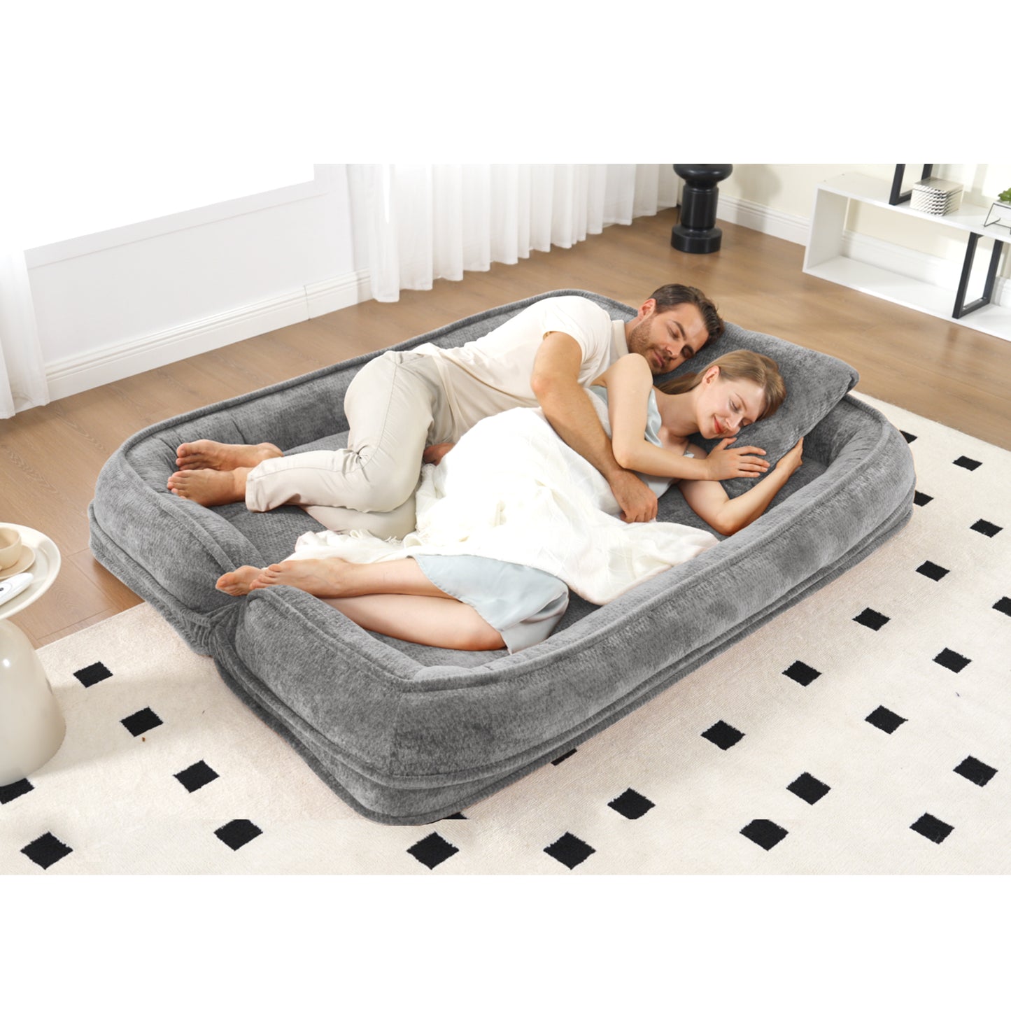 Extra Large Chenille Loveseat Sofa - Light Gray, 2-in-1 Dog Bed