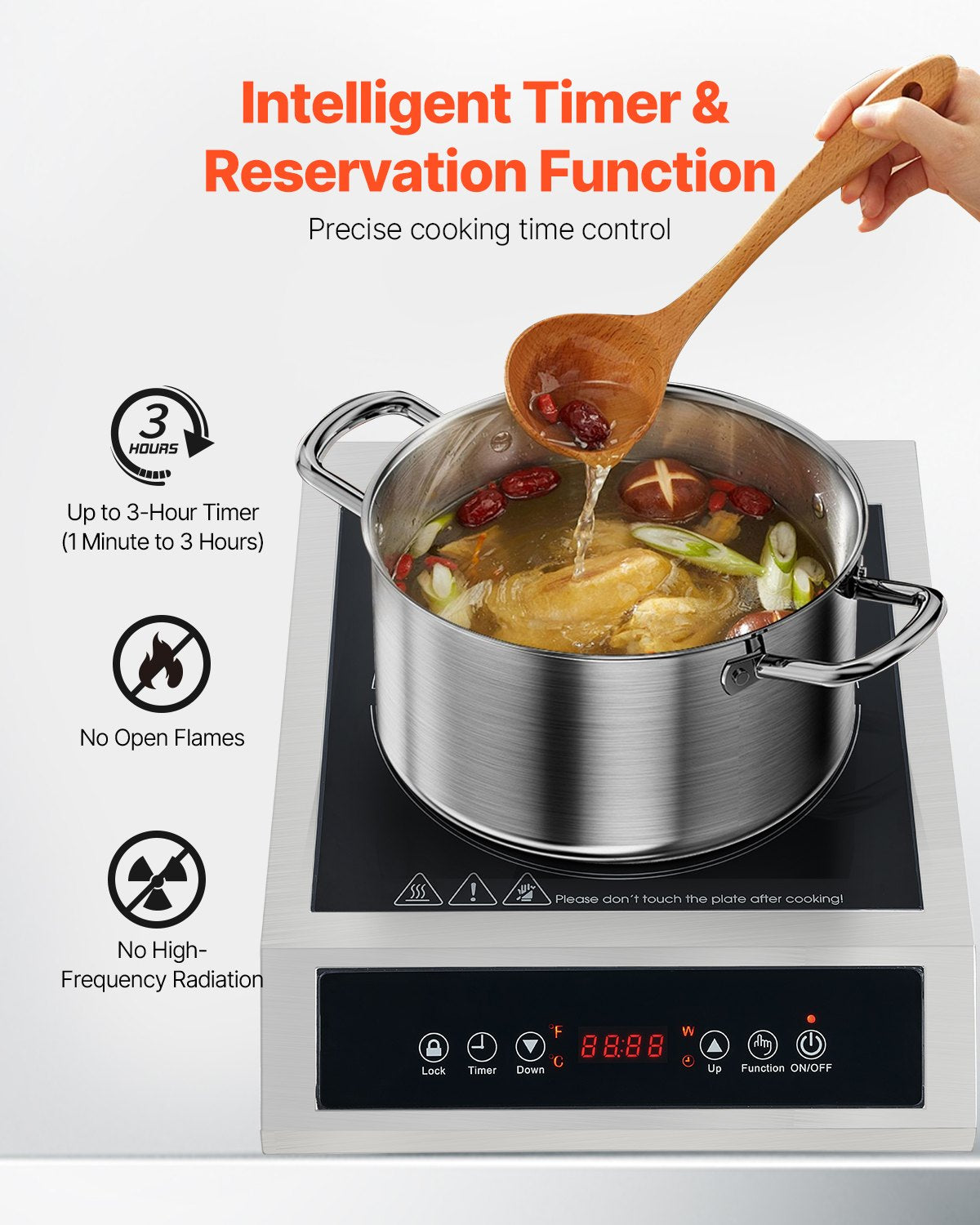 Portable 1800W Induction Cooktop with 9 Temp Levels for Fast Cooking
