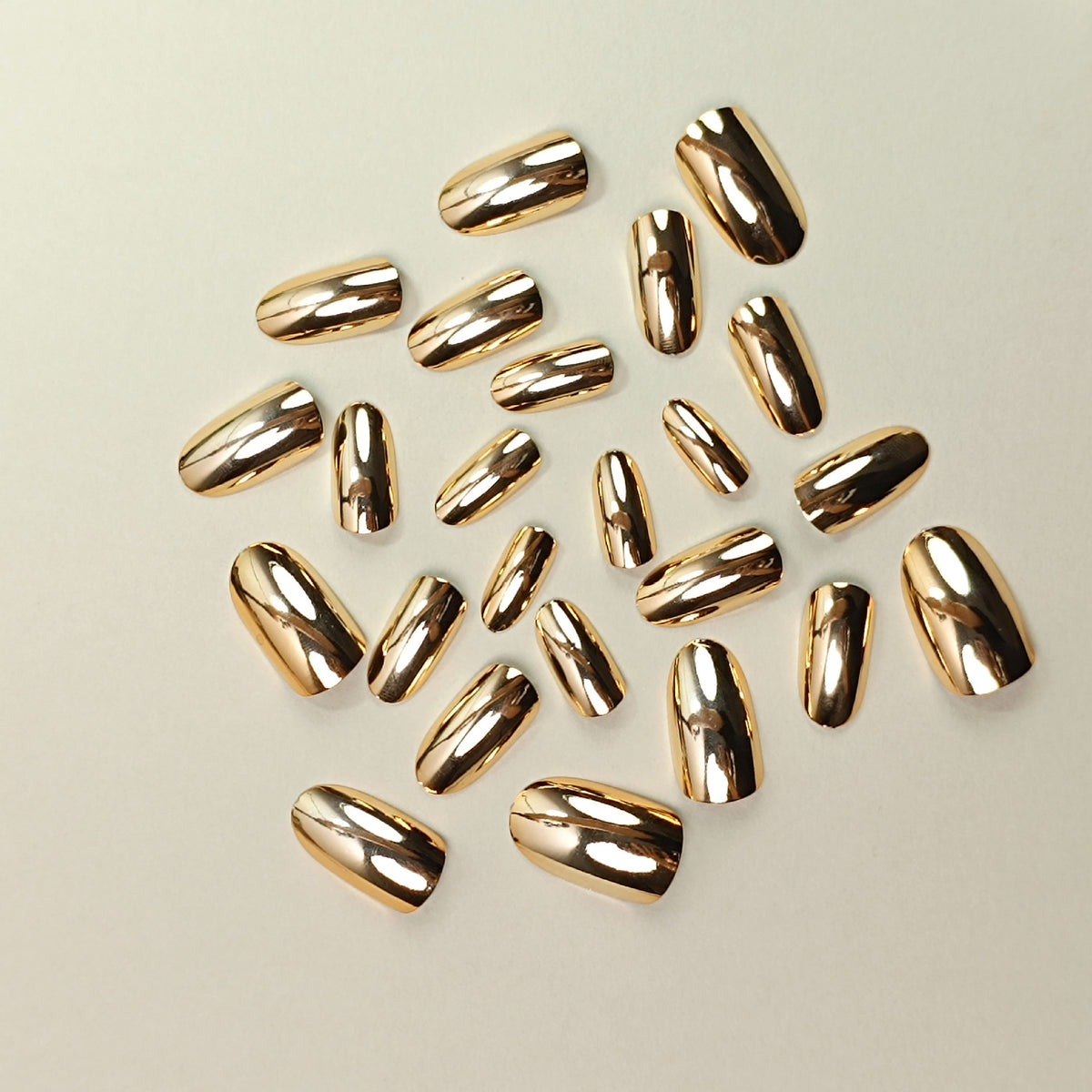 Gold Electroplated Fake Nails Set - Wearable Removable Nail Art