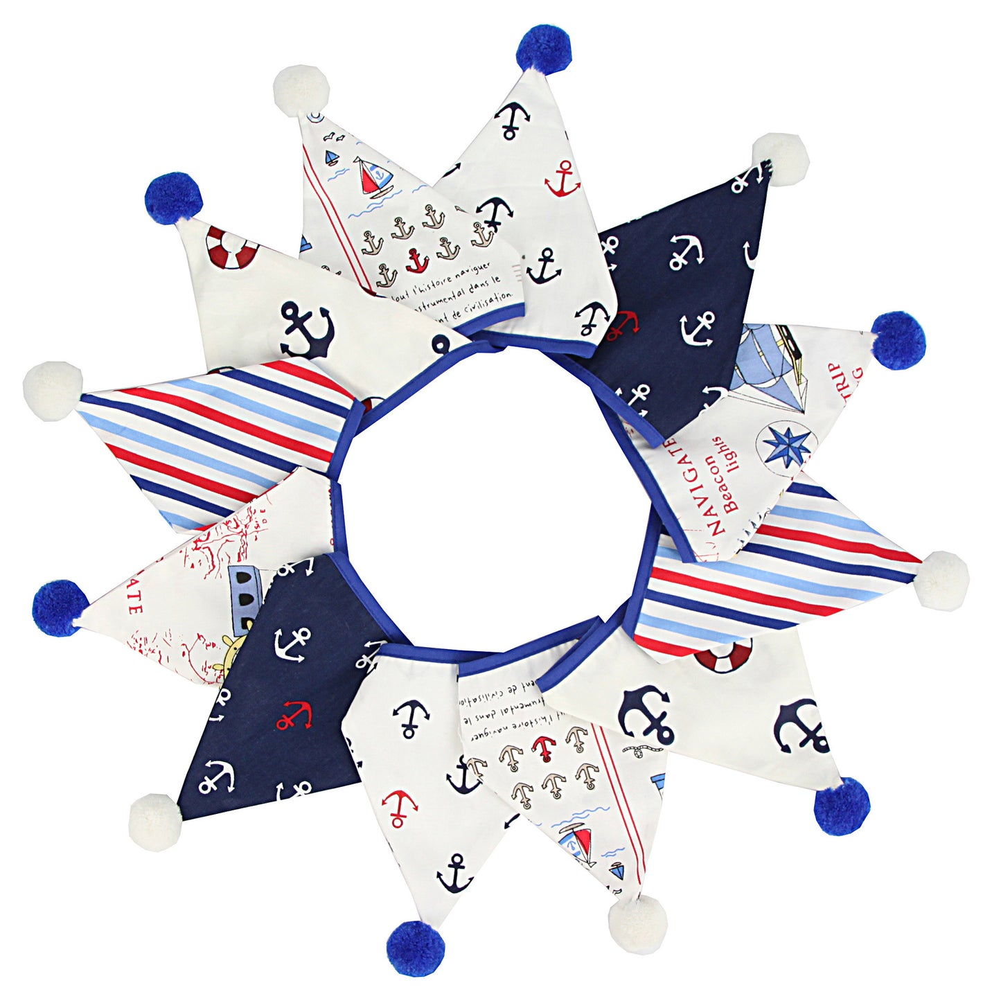 Cotton Wool Ball Triangle Flags Set for Home & Party Decor - 3.2m Length