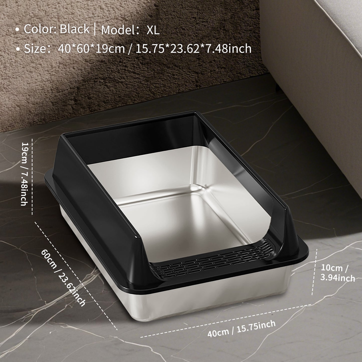 Stainless Steel Cat Litter Box - Large & Durable Pet Furniture
