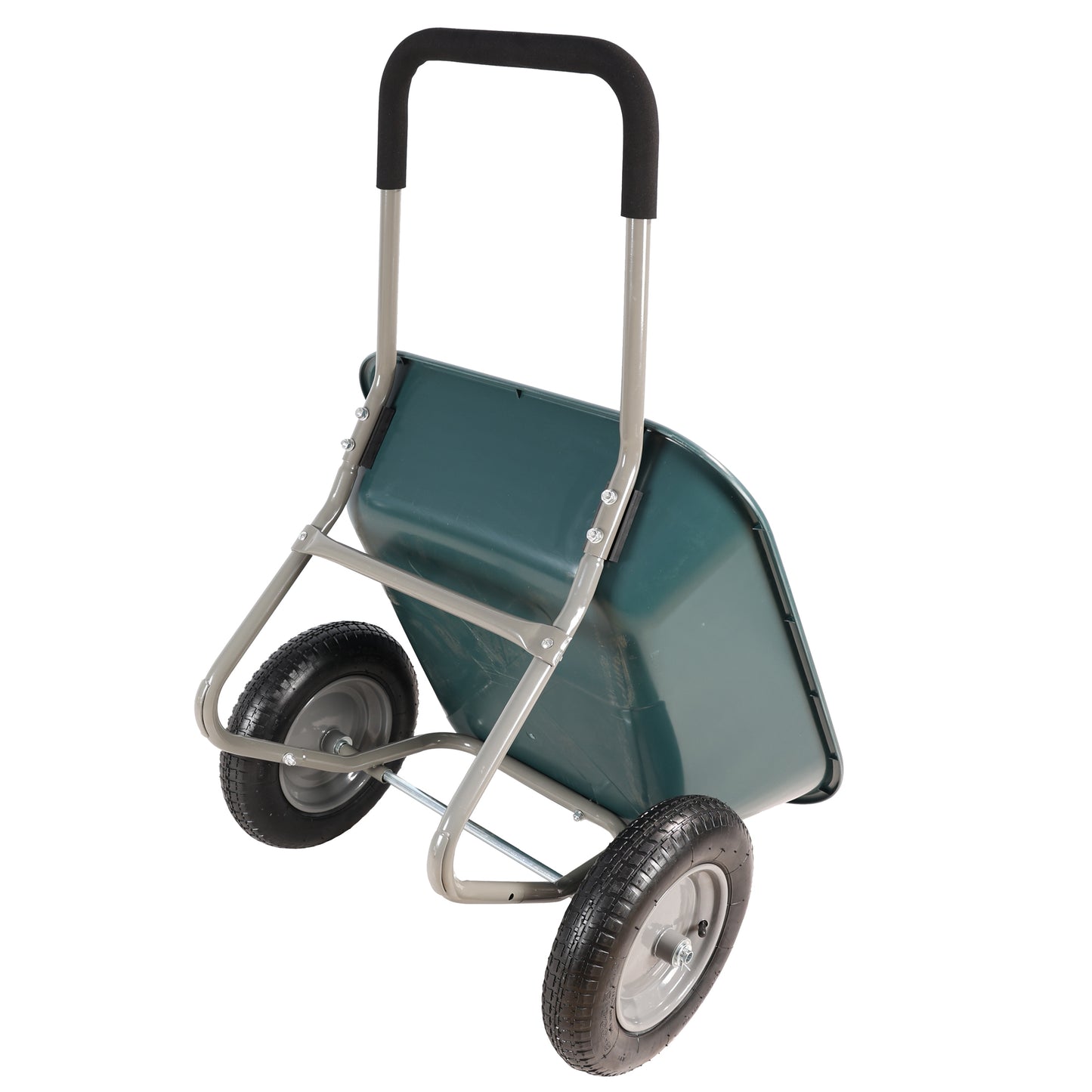 Garden Trolley with Pneumatic Wheels - 15 Inch Two-Wheel Utility Cart