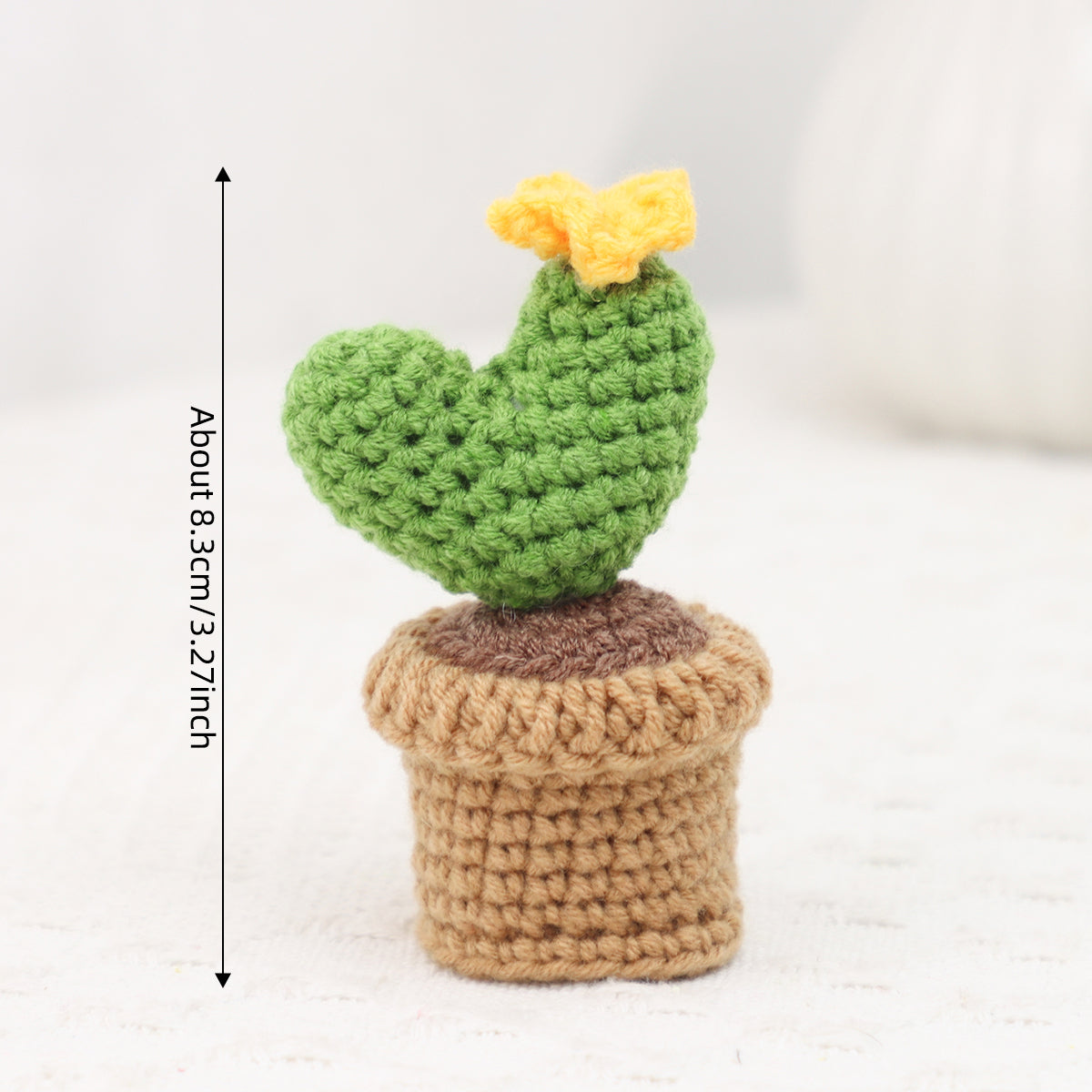 Handmade Crochet Love-Shaped Cactus Ornament Set Indoor Home Decor