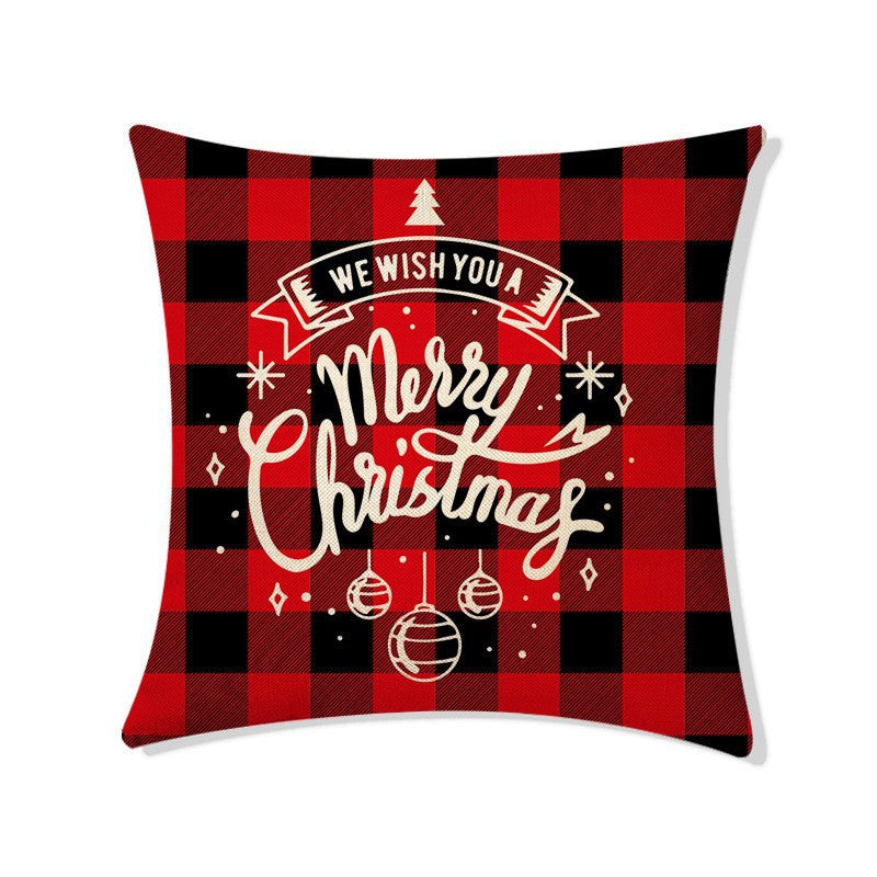 Christmas Linen Pillow Cover - Holiday Home Decor, 45x45cm, Nordic Style