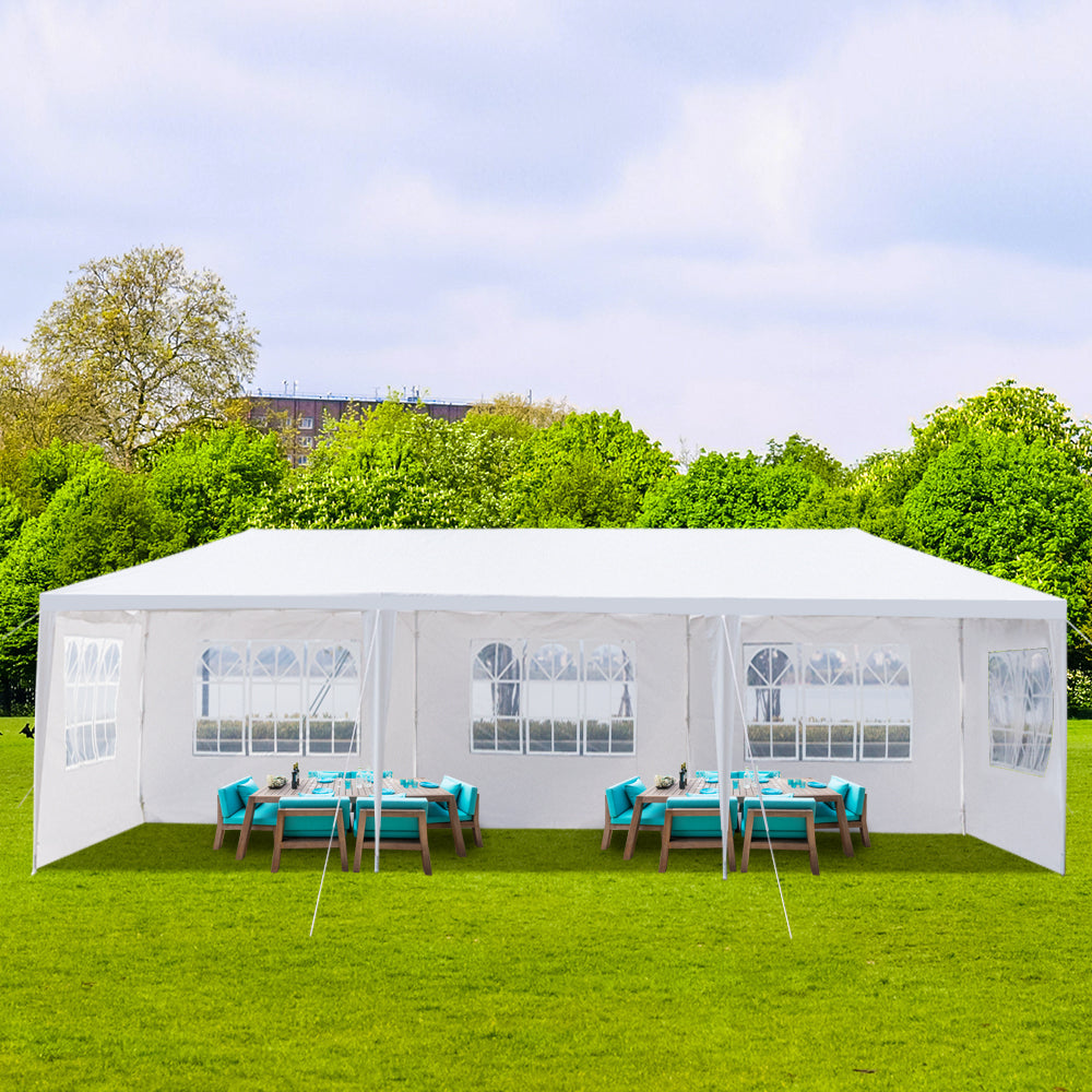 10x30ft White Party Tent with 5 Sidewalls - Waterproof Canopy