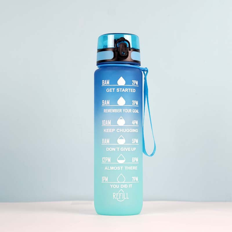Large Capacity Sports Water Bottle - Gradient Cup with Lanyard 1000ml
