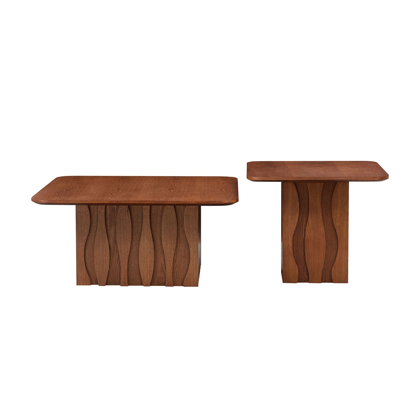 Nesting Square Coffee Table Set - 2-Piece Brown Accent Tables