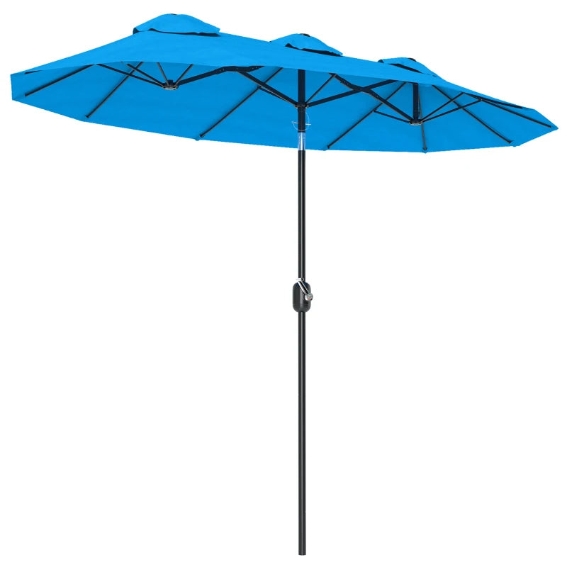 9.5' Double-Sided Patio Umbrella with Tilt & Crank - Cyan Blue