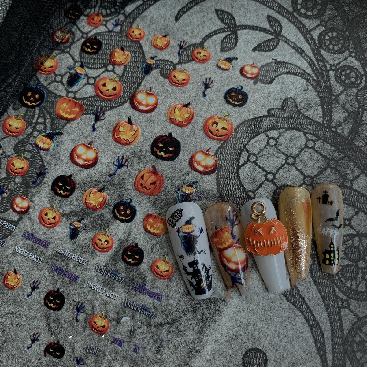 Nail Stickers Set Japanese Style Cartoon Pumpkin Nail Art Decals for All Variants