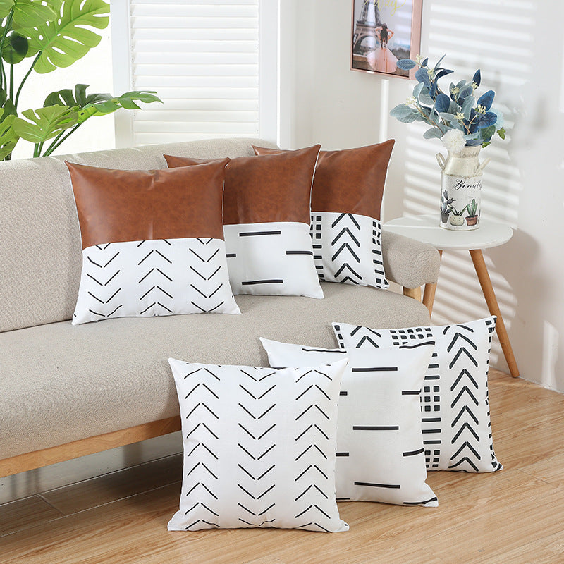 Office Sofa Geometric Line Print Pillowcase 45x45cm Modern Decor