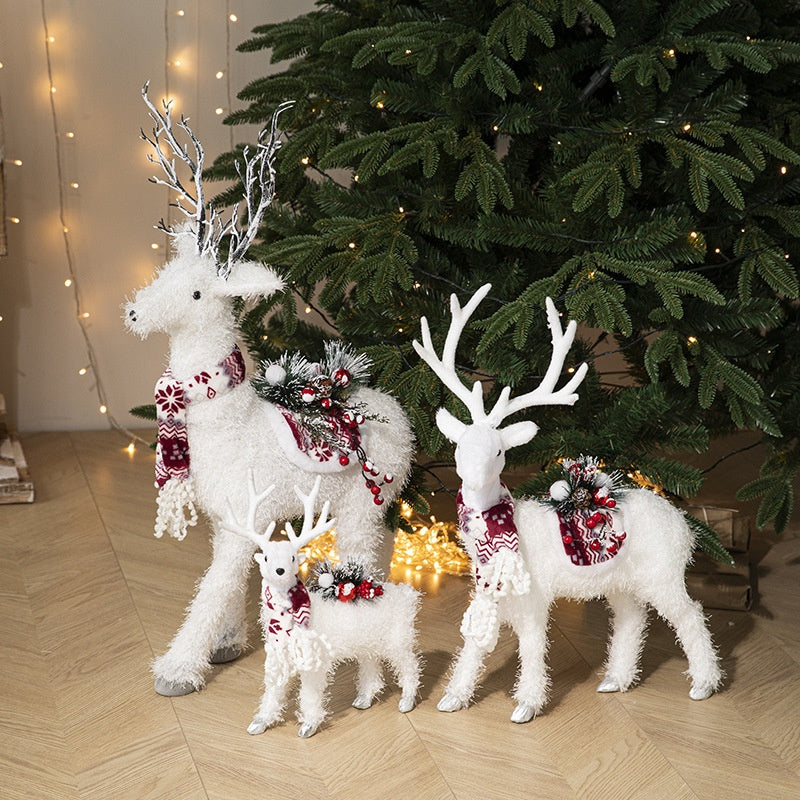 Christmas Elk Doll Decoration Set - Plush Deer Ornaments for Holiday Home Decor