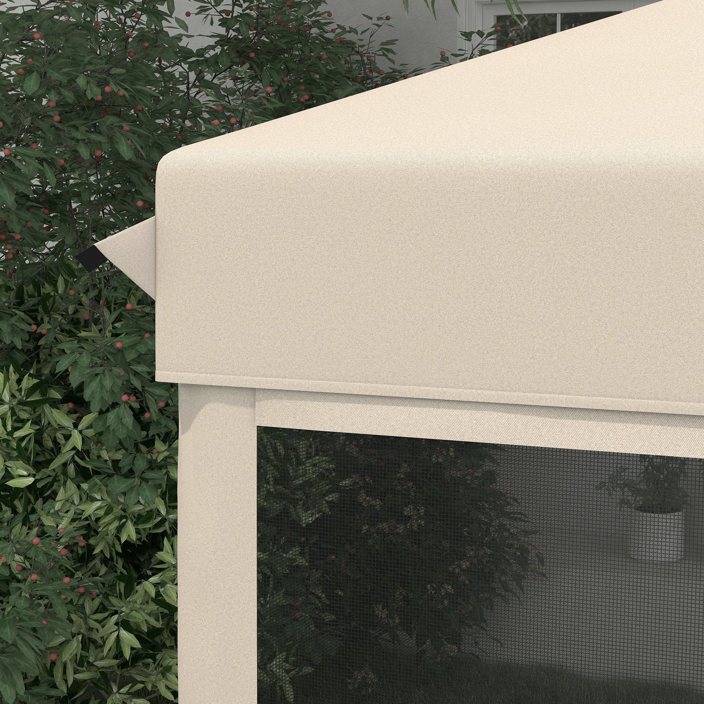 10x10 Pop Up Canopy Tent with Mesh Sidewalls - Beige