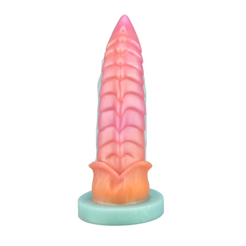 Liquid Silicone Adult Dildo - Mixed Color, Profiled Penis, 225x50mm