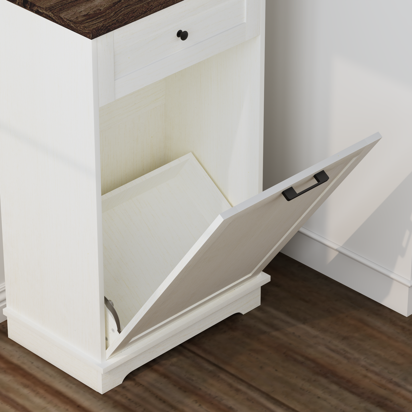 10 Gallon Tilt-Out Trash Cabinet - Antique White
