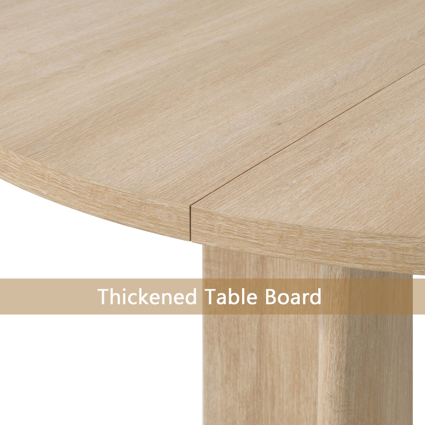 Farmhouse Round Dining Table for 4 - Light Oak, 47.3 Inch