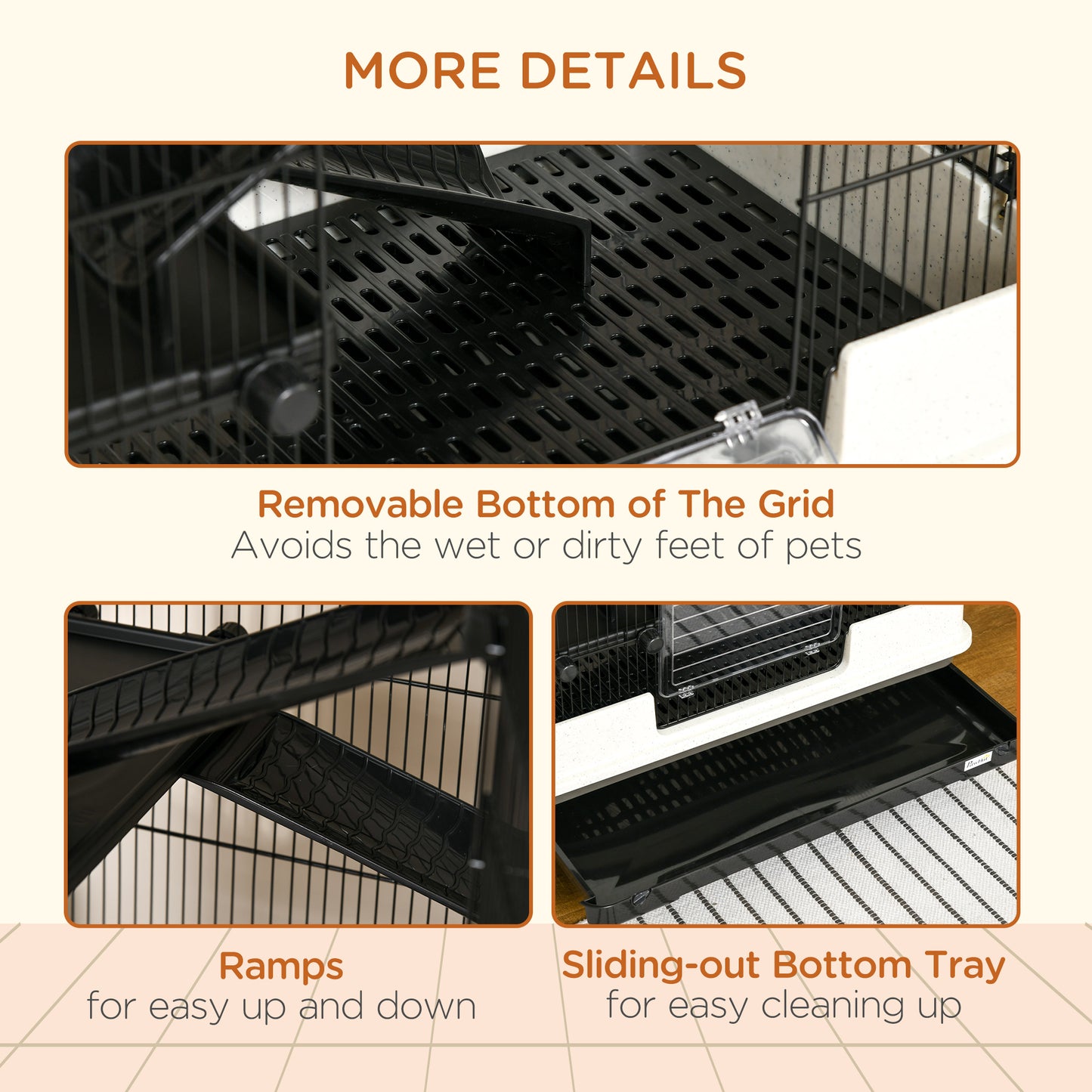 6-Tier Small Animal Rolling Cage with Large Living Space - Black