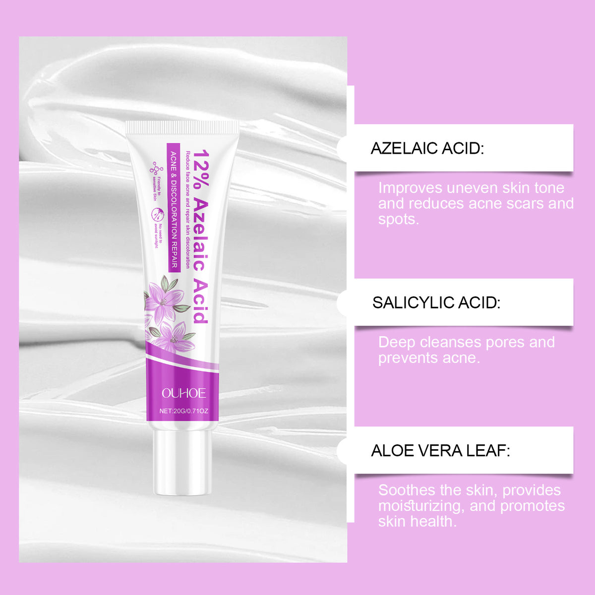 Azelaic Acid Acne Care Cream - Gentle Moisturizing Formula 20G