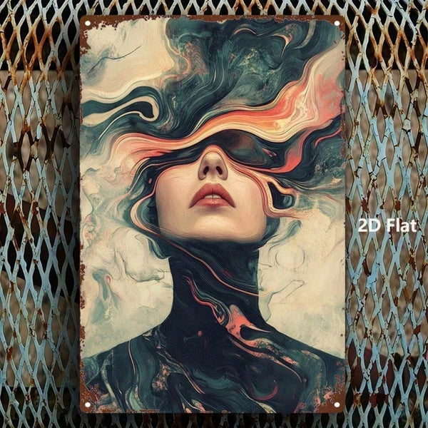 Abstract Woman Drowning Metal Sign - 8x12 Inch Wall Decor