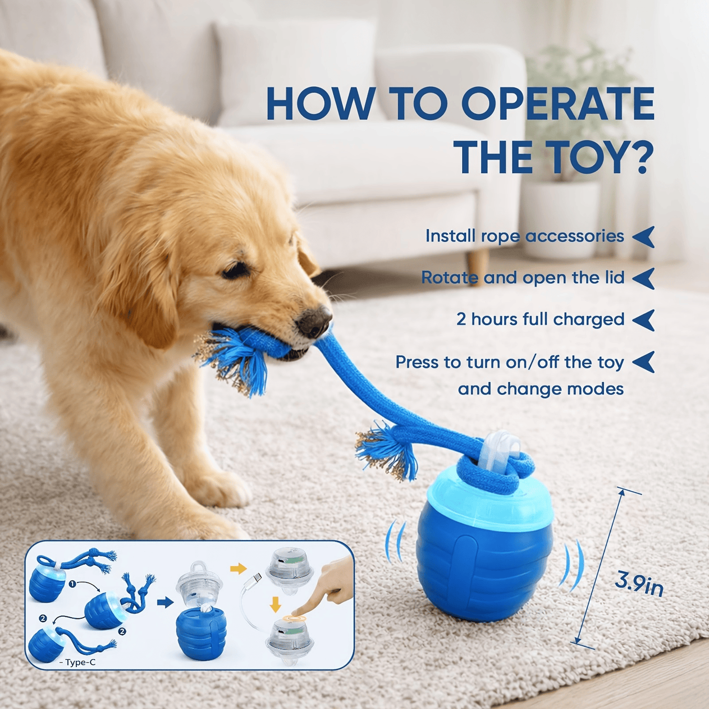 Smart Interactive Dog Toy Ball with Chew Rope for Small to Large Dogs - Boosts Intelligence & Exercise