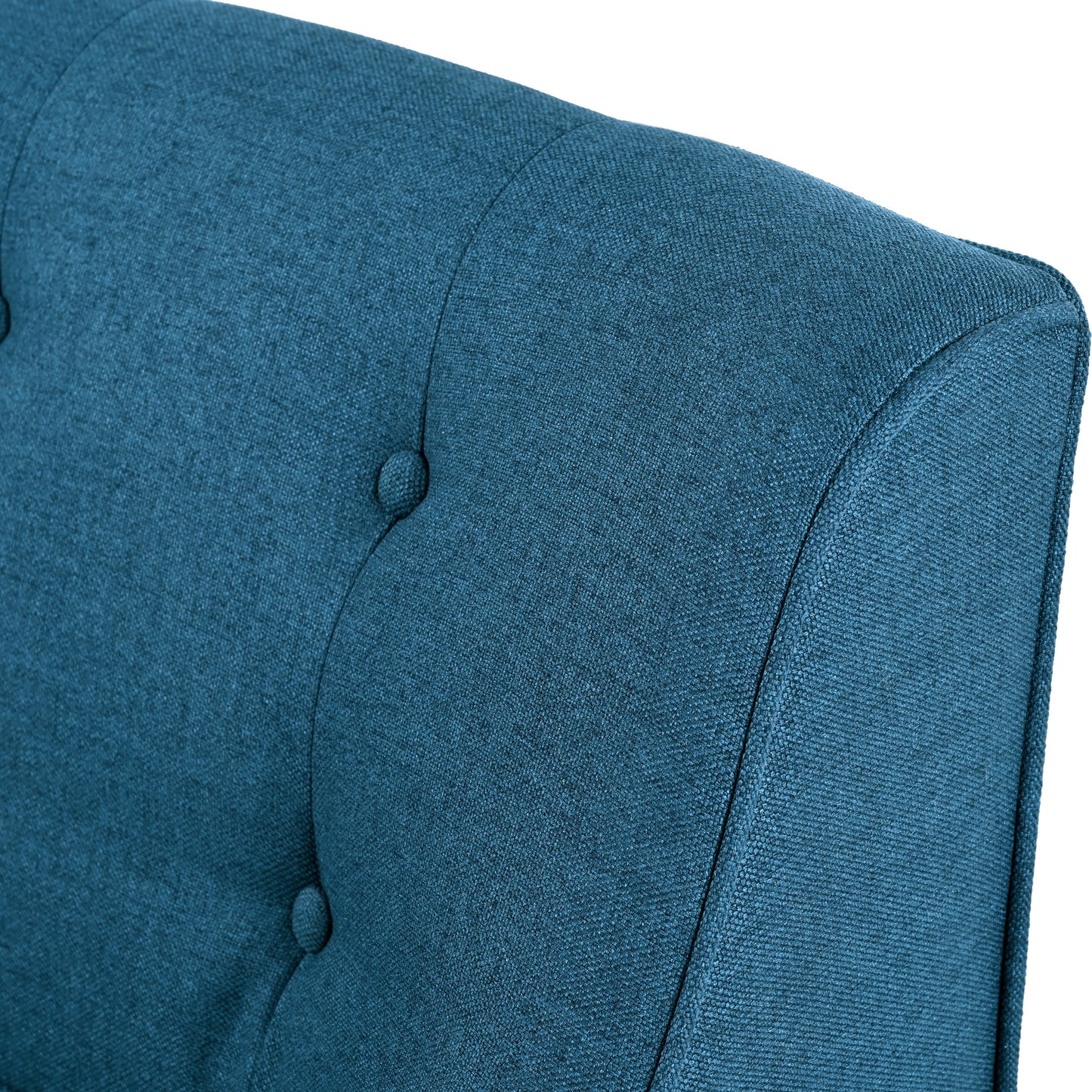 Mid-Century Modern Blue Accent Chair - Tufted Fabric with Wood Legs