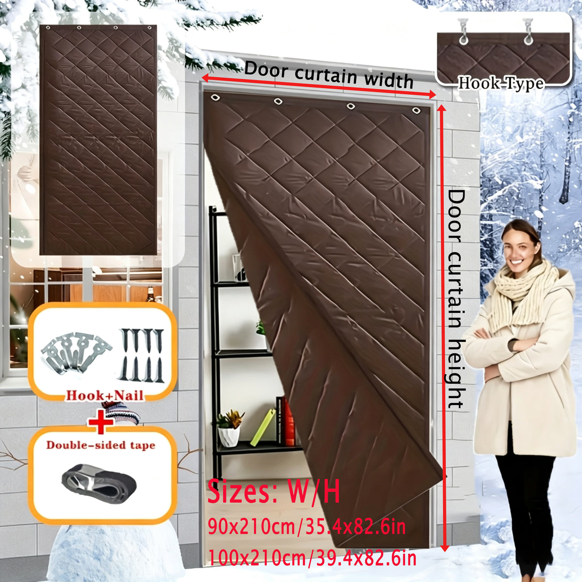 Magnetic Sealed Insulated Door Curtain - Windproof, Soundproof, Heat Blocker for Home Garage Retail