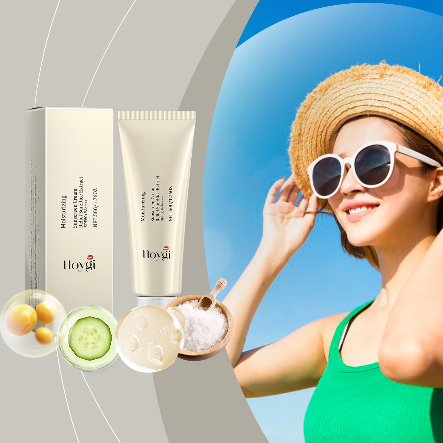 Moisturizing Sunscreen Cream with Cucumber Extract - 50g UV Protection