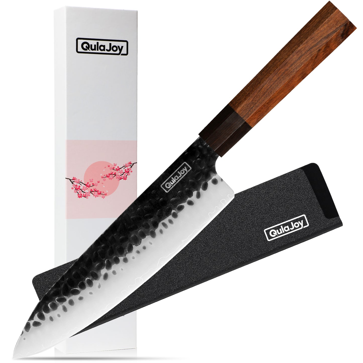 Professional Japanese Santoku Knife - 9Cr18Mov Blade, Rosewood Handle