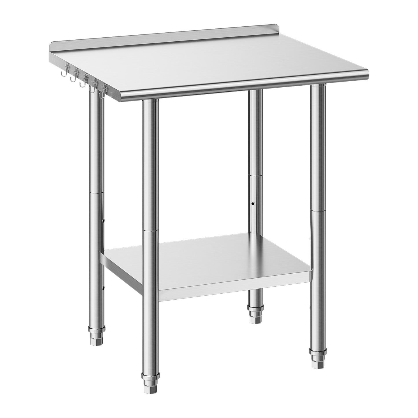 Stainless Steel Food Prep Table 24x30 Inch with Backsplash & Adjustable Shelf - Commercial Kitchen Workstation