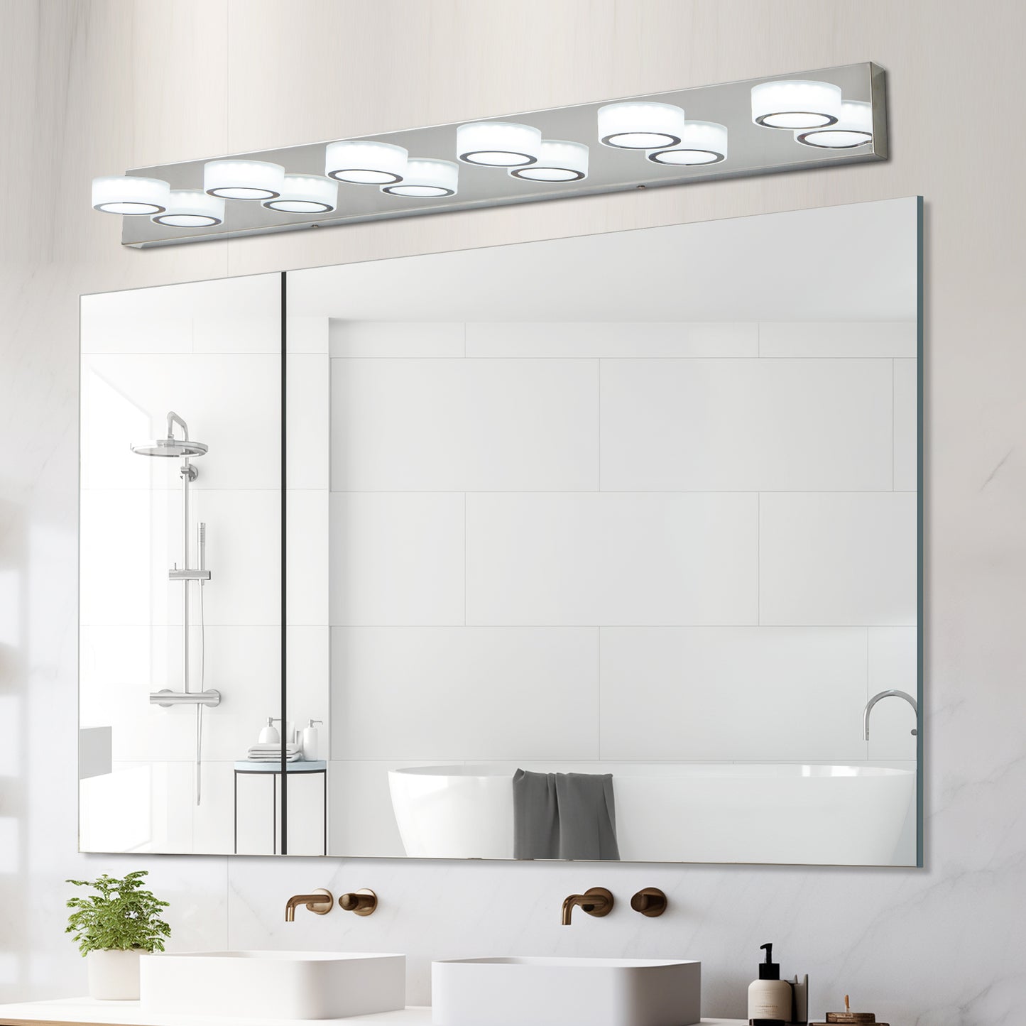 6-Light LED Vanity Light Fixture - Dimmable Chrome Bathroom Lighting