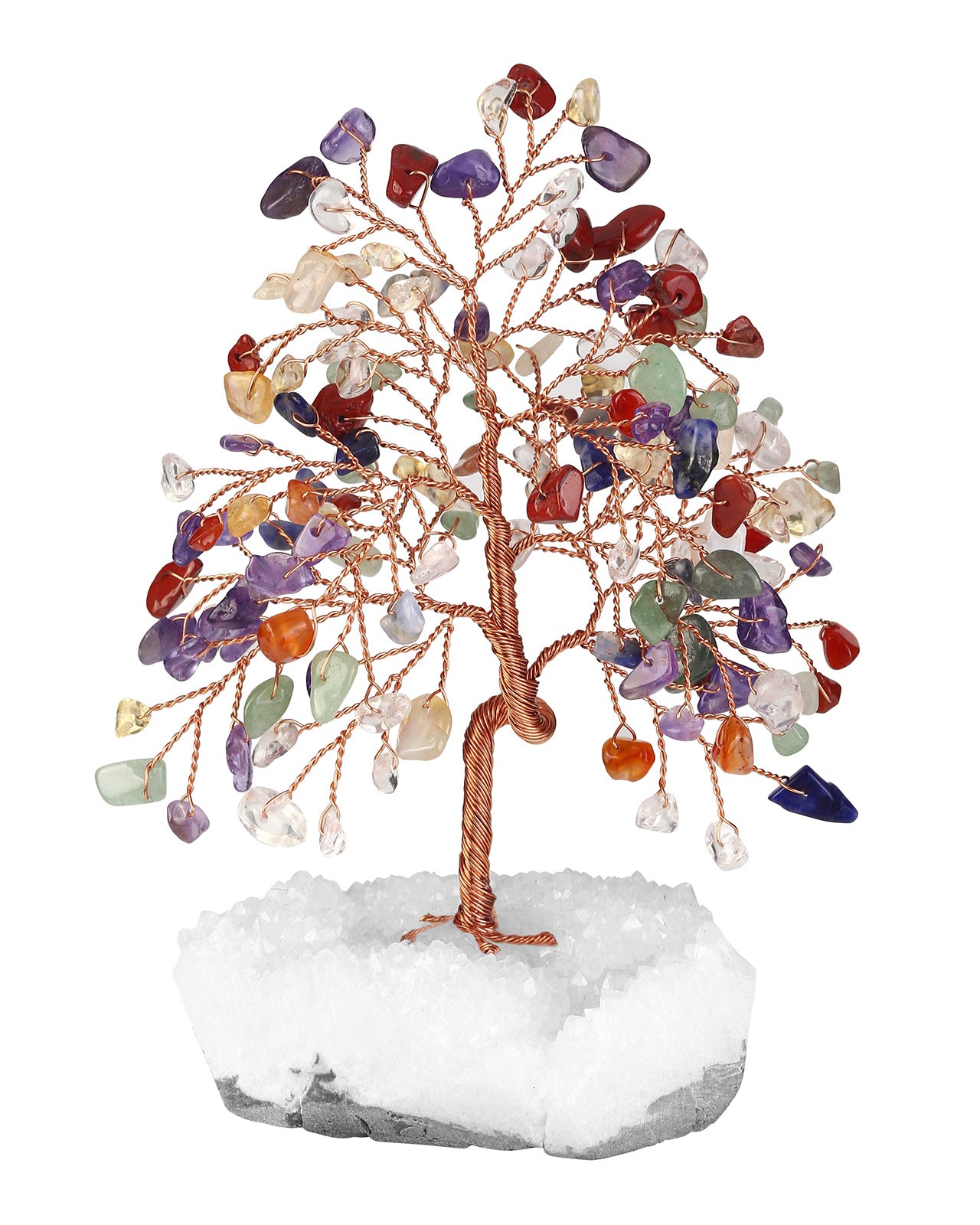 Crystal Tree Ornament with Gravel Base - Small Decorative Winding Tree for Home & Garden