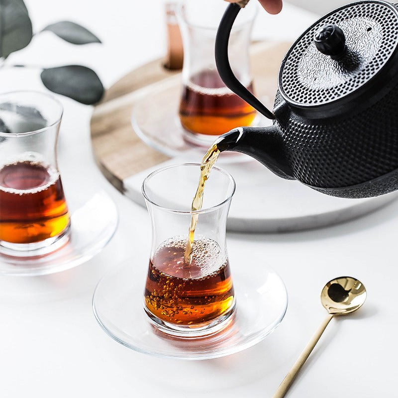 170ml Glass Coffee Cup with Saucer - Clear Pyrex Tea Mug for Home Use