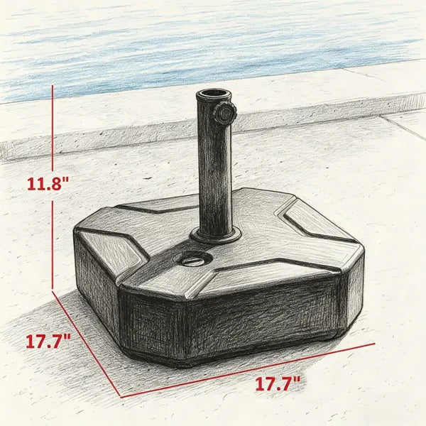 Outdoor Umbrella Base for Garden Parasol - 55 lbs Sand Weight