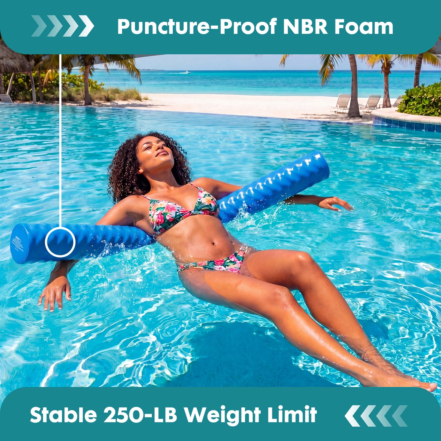 Noodle-Shaped Swimming Pool Float - High-Density Foam, Multiple Colors