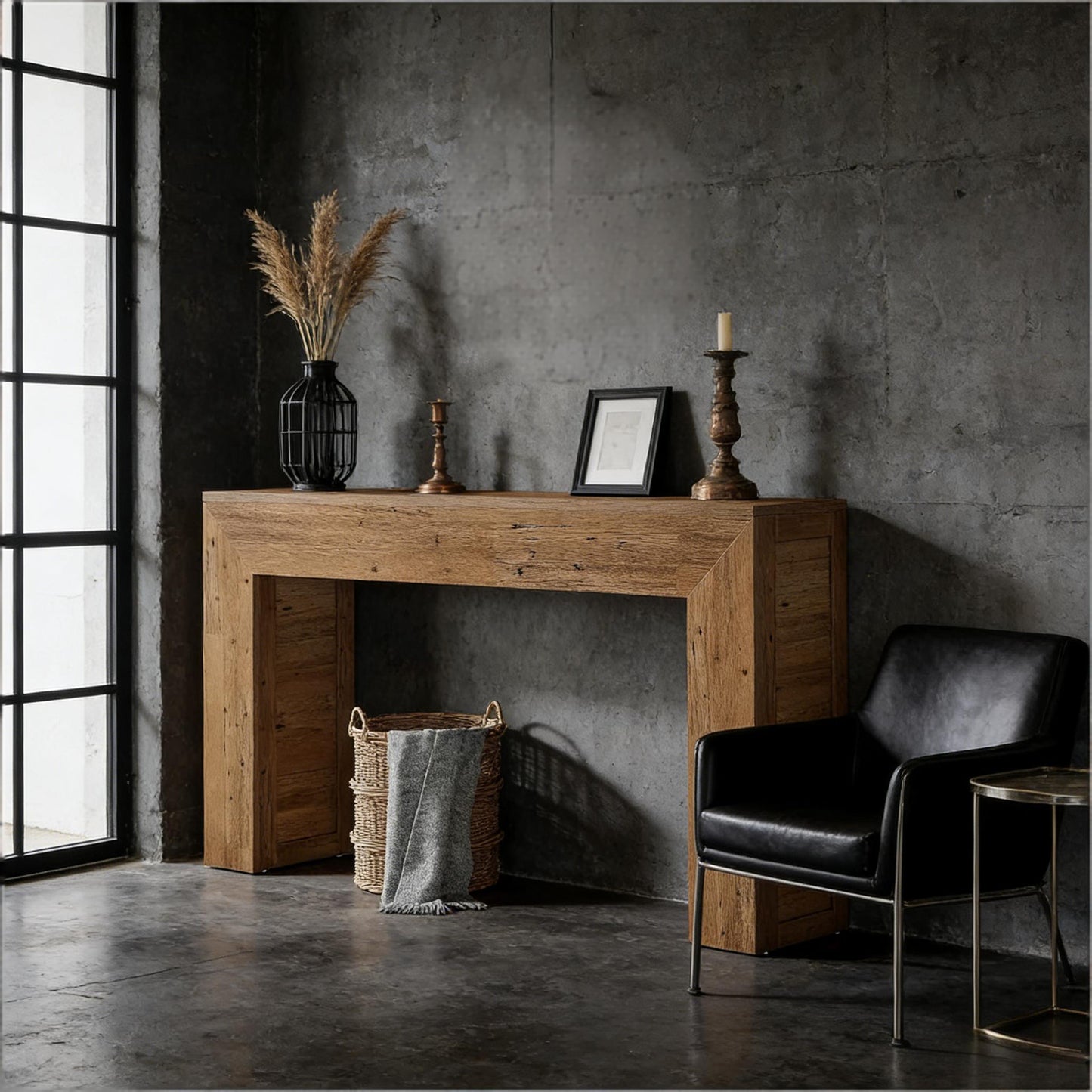 Rustic Console Table - Practical Entryway Sofa Table - Brown