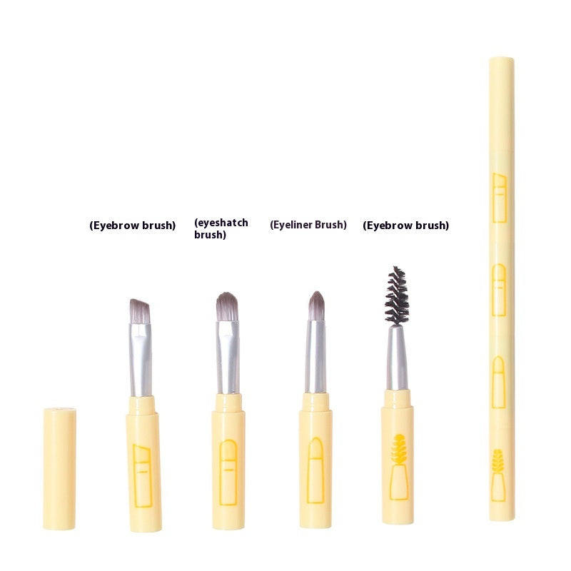 Multifunctional Aluminum Makeup Brush Set - 4-in-1 Eye Shadow & Face Tools